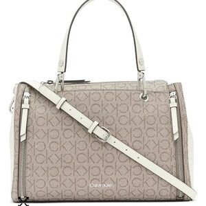 Calvin Klein, triple compartment Beige and Cream Satchel